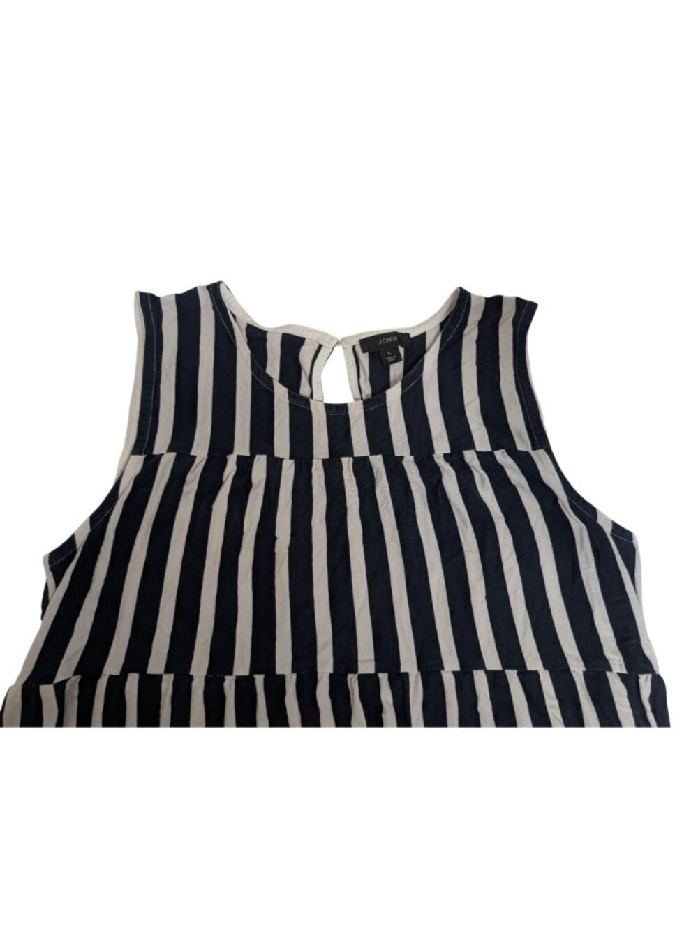 J.Crew Tiered Striped Cotton Maxi Dress Navy & Ivory Tiered Tank L Nautical Beac - Picture 7 of 13
